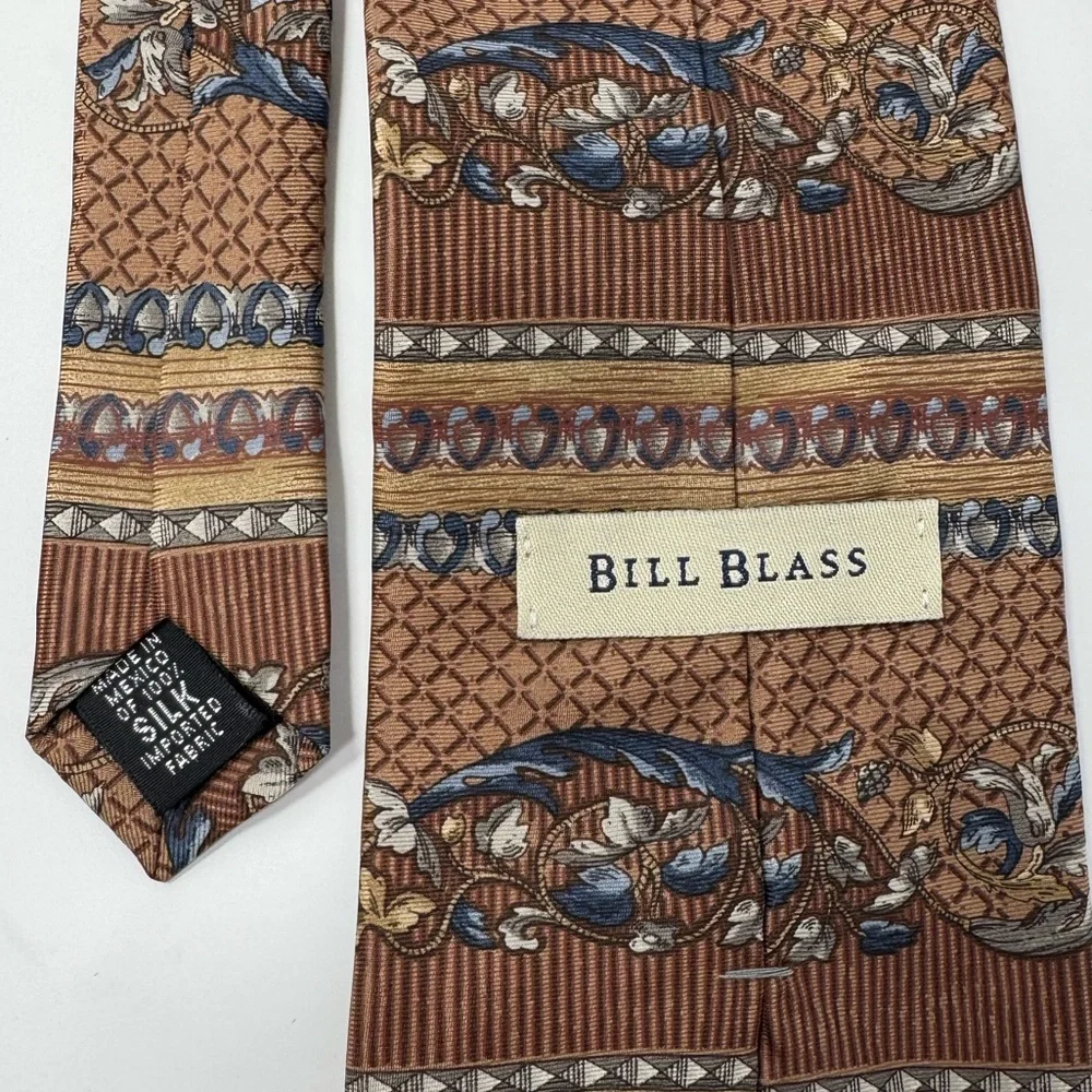 Bill Blass Silk Tie, floral,‎ pattern mix, classic, preppy, office, work, suit